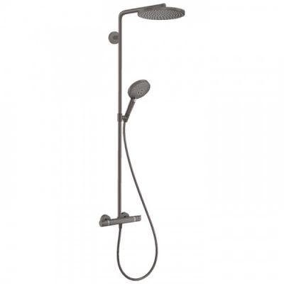 Hansgrohe Raindance Душевая стойка, с термостатом, верхний душ 24см и ручным душем, цвет: шлифованный черный хром 27633340