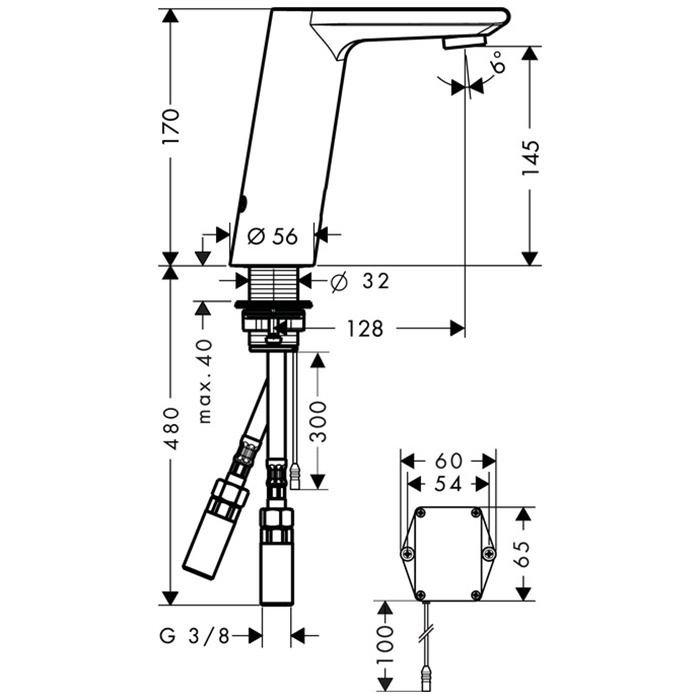 Hansgrohe Metris S Электронный смеситель для раковины, на 1 отв., цвет: хром 31101000