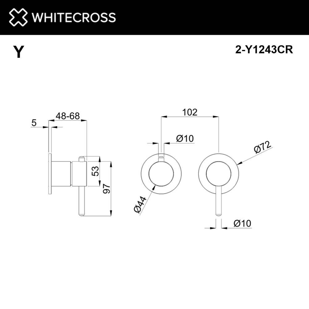 Внешняя часть смесителя для душа на 3 потребителя WHITECROSS Y1243CR (хром)