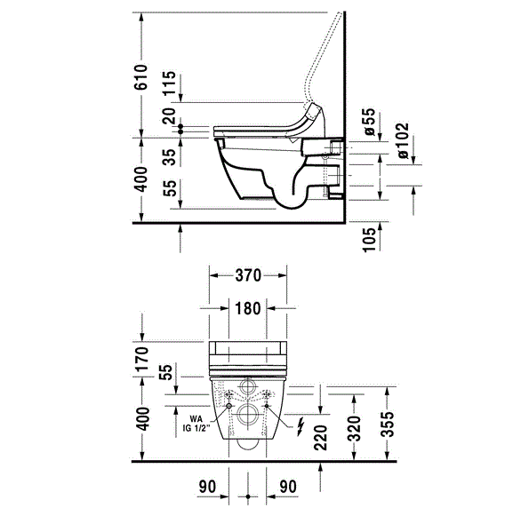 Унитаз подвесной Duravit Darling-New для крышки биде SensoWash
