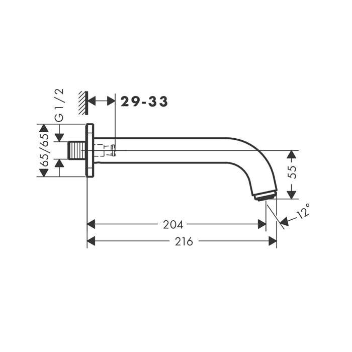 Hansgrohe Vernis Shap Излив для ванны, цвет: матовый черный 71460670