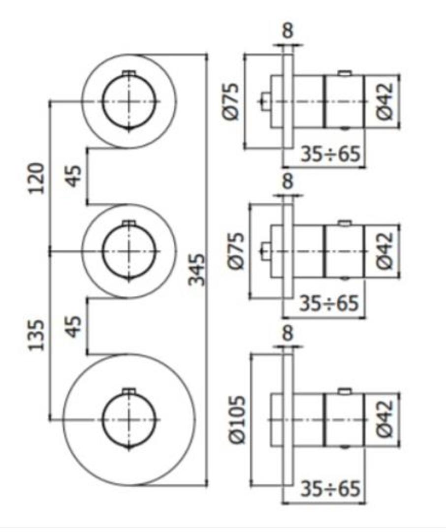 Paffoni MODULAR BOX MDE018NO Внешняя часть термостатического смесителя на 2 выхода, чёрный матовый