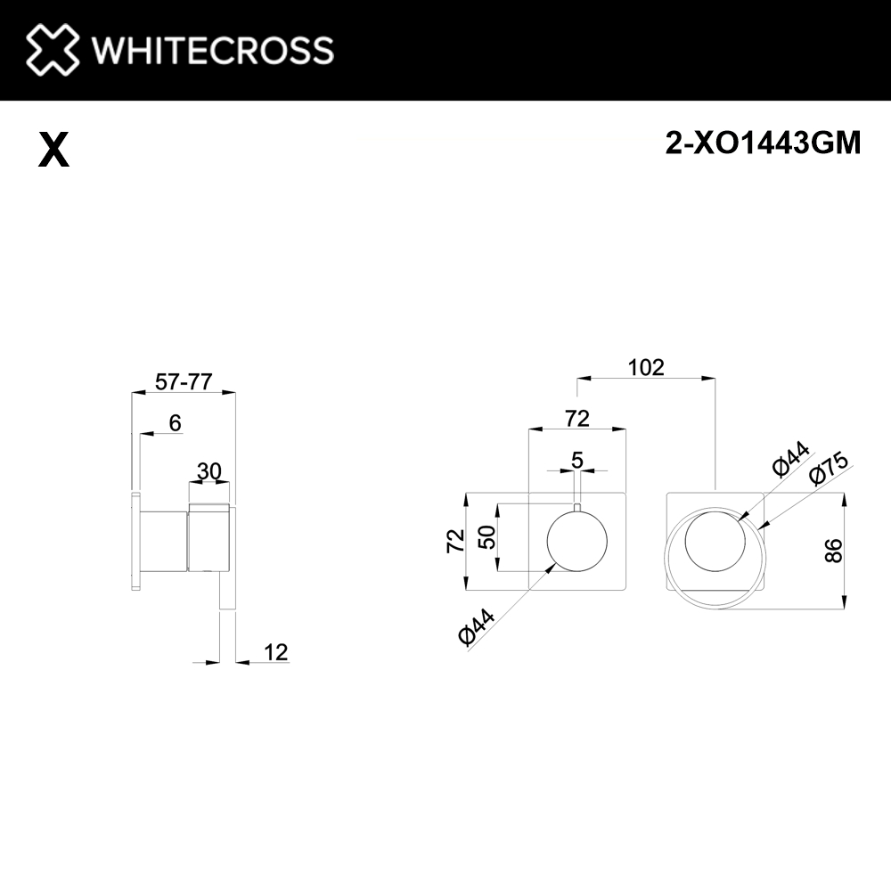 Внешняя часть смесителя для душа на 3 потребителя WHITECROSS XO1443GM (оружейная сталь)