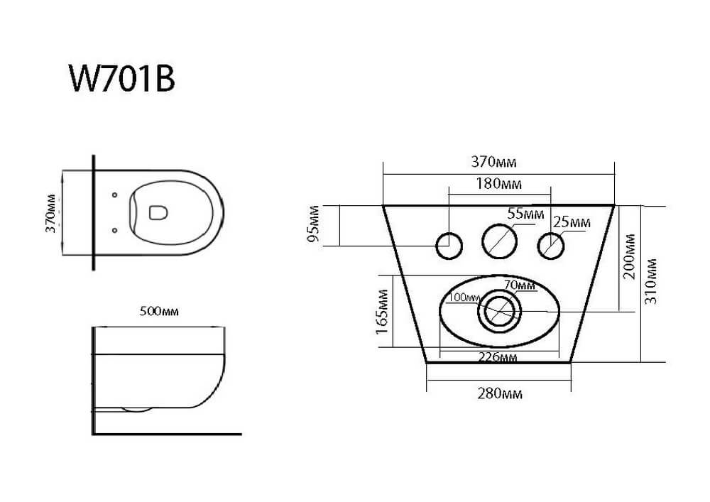 701BW00 Подвесное биде B&W W-701B Fixing screw (500x390x345)