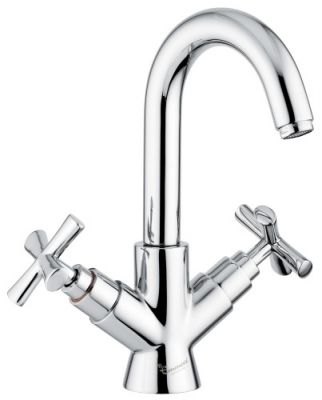 Emmevi Spirit New, двухвентильный смеситель (h28 см) для раковины с поворотным изливом и донным клапаном, цвет зачищенное золото 31053/ORS