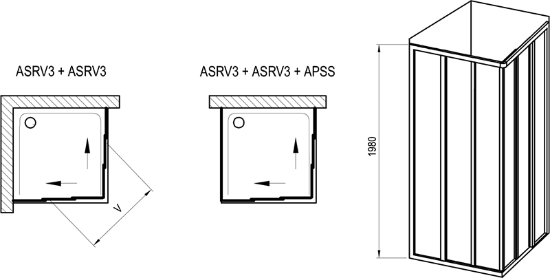 15V703R2Z1 Душевой уголок Ravak Supernova ASRV3-90-198 черный+Transparent