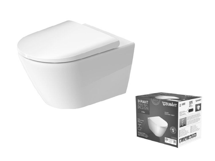Унитаз подвесной безободковы 54 см. Duravit D-Neo, цвет-белый