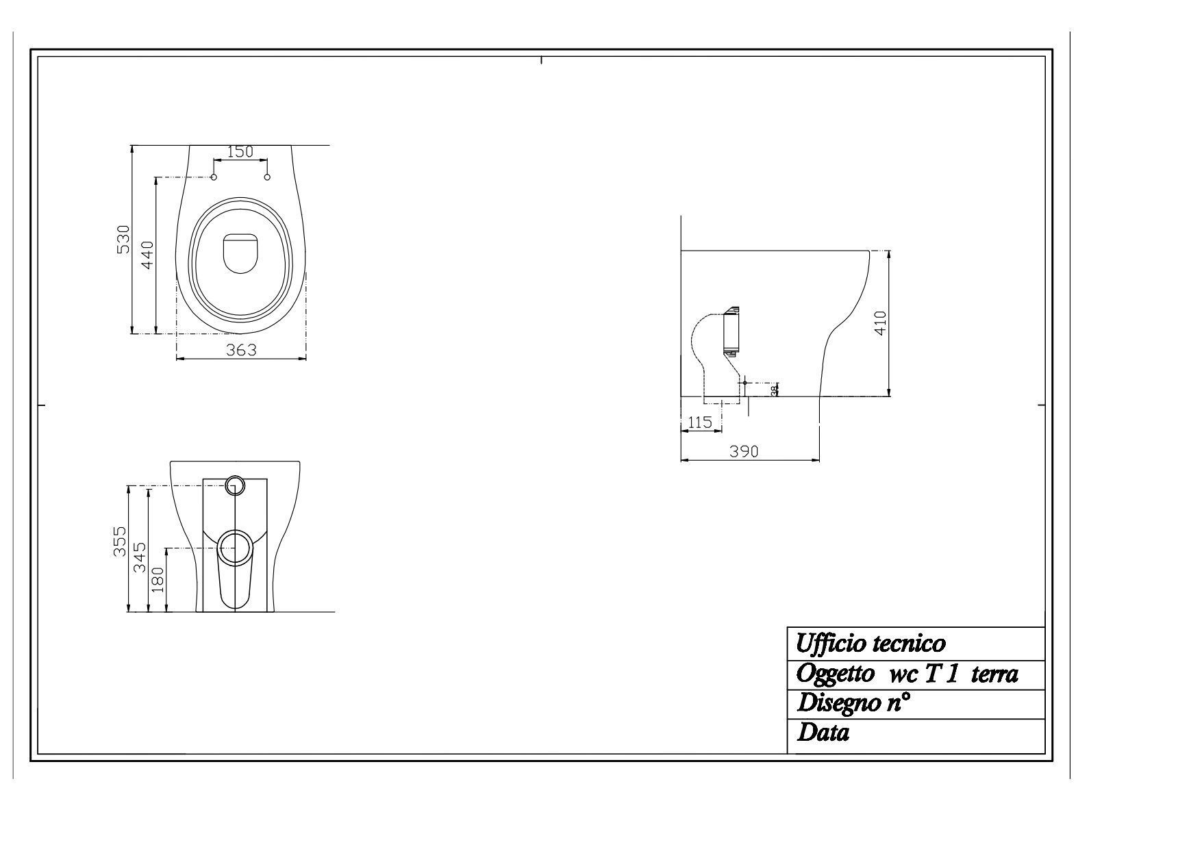 Disegno ceramica Touch1, напольный унитаз 53 см, выход в стену, цвет белый глянцевый T100200001