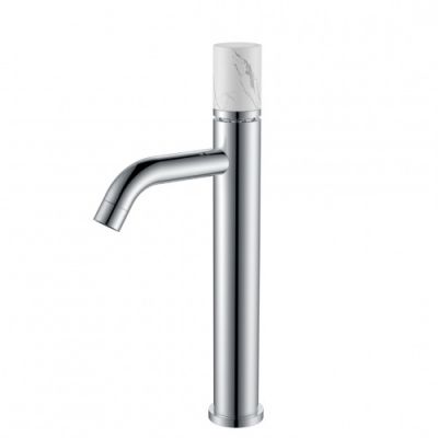 Смеситель для накладной раковины Boheme STICK CHROME MRAMOR WHITE_Комплект 122-CR-MR-W