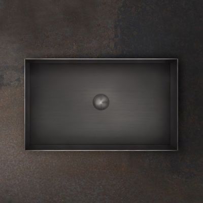 Gessi 316 Раковина 60x35 см, без отв., для установки на столешницу, без перелива, нержавеющая сталь, цвет: Black Metal Brushed PVD 54606#707