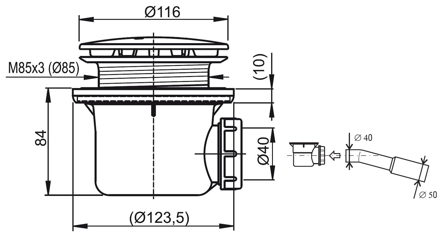 X01749 Сифон Ravak Professional 90 черный