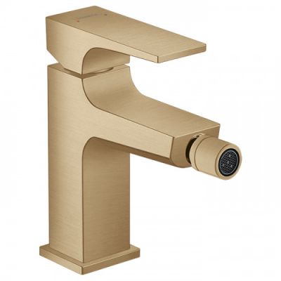 Hansgrohe Metropol Смеситель для биде, на 1 отв, с донным клапаном, излив: 12.9см, цвет: шлифованная бронза 32520140