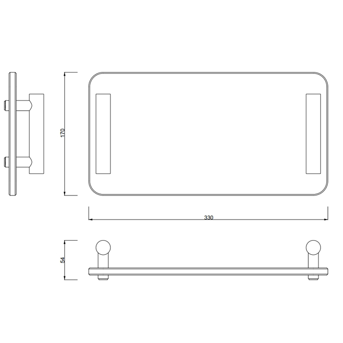 Decor Walther Bar Tab Поднос с ручками, стеклянный, настольный, цвет: хром / прозрачное стекло 857000