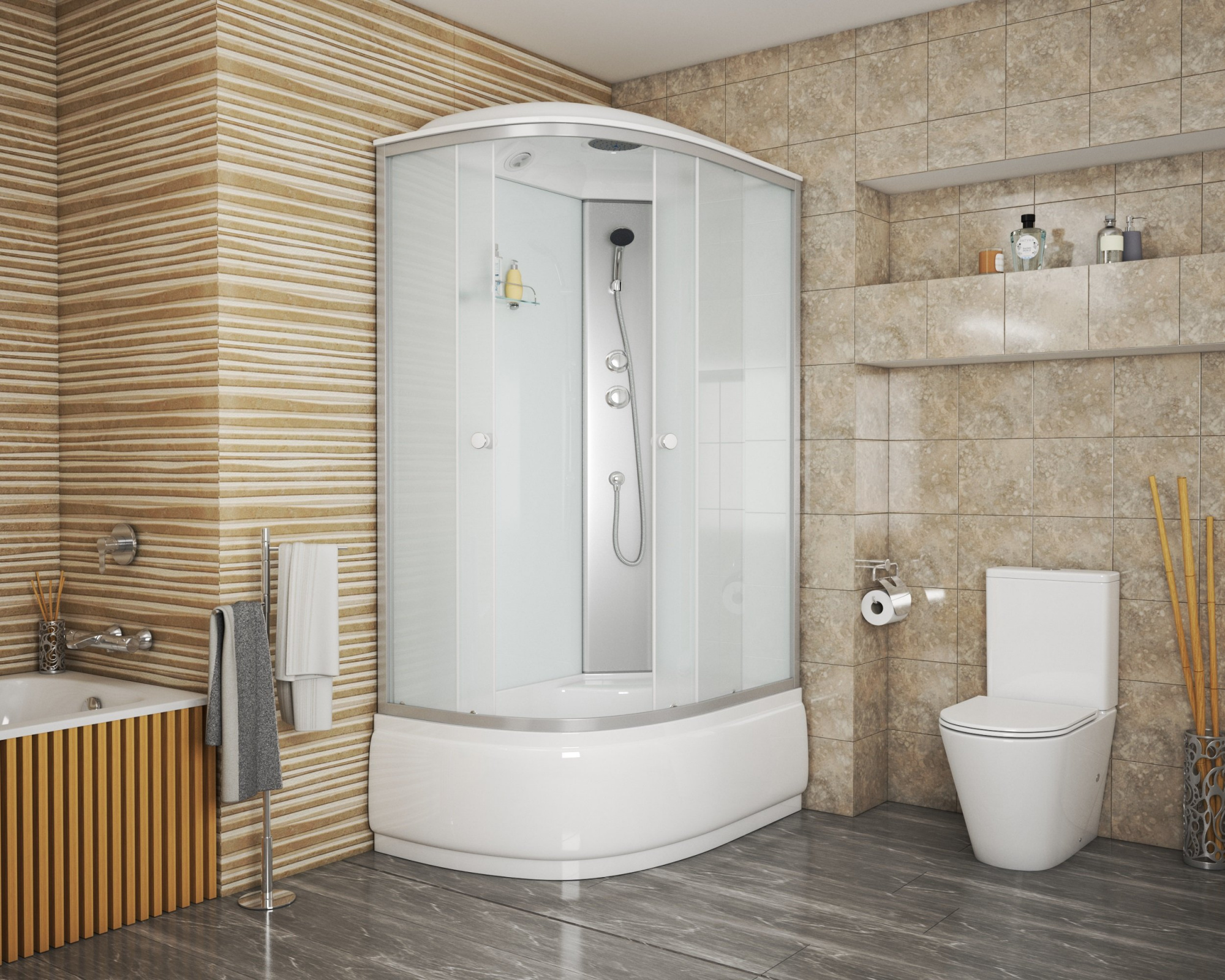 Niagara Eco Душ.каб. NG-7310-14R (1200х800х2150) высокий поддон(40см) стекломатовое