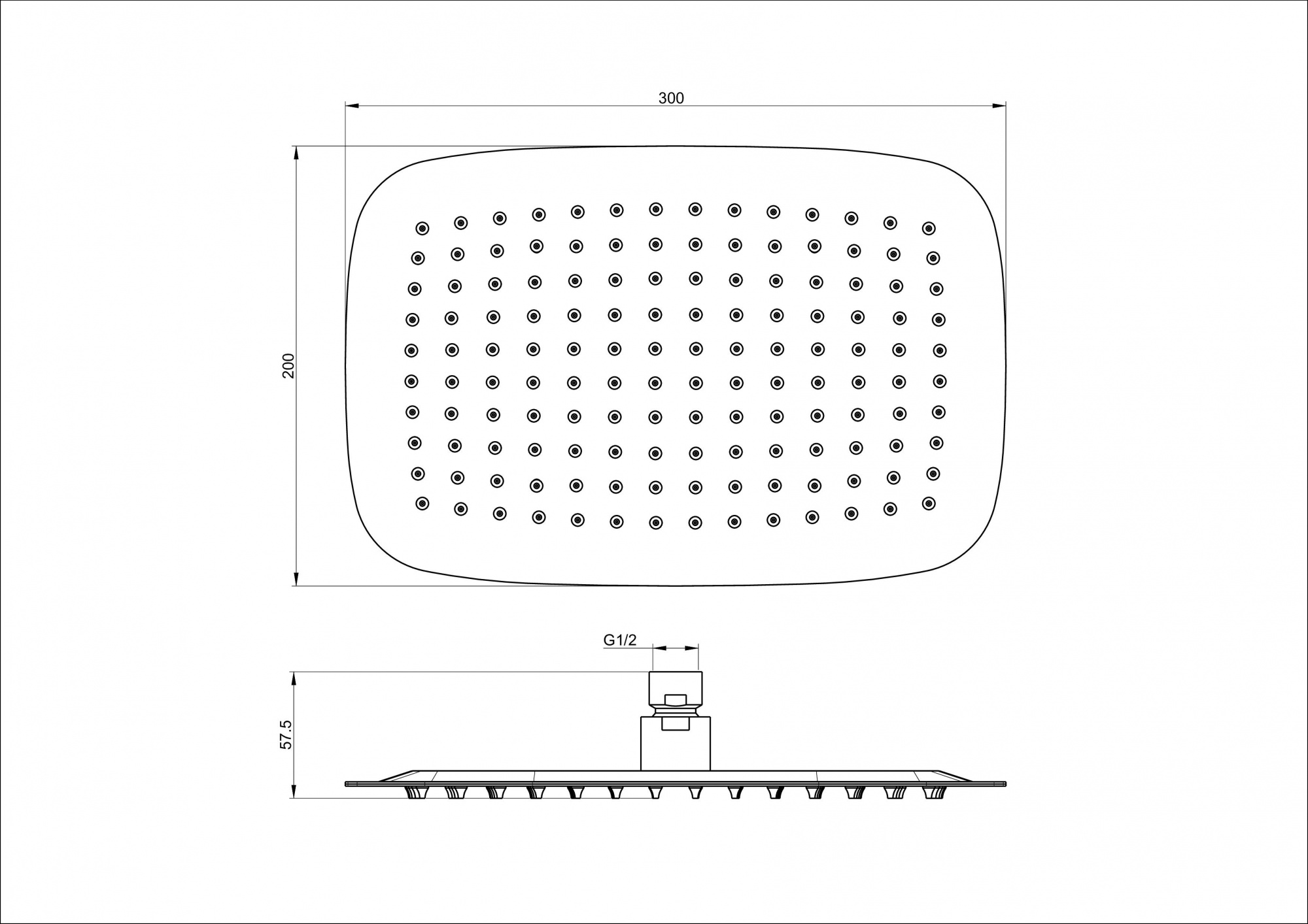 Верхний душ 300x200 WONZON & WOGHAND, Брашированное золото (WW-88DP03-BG)