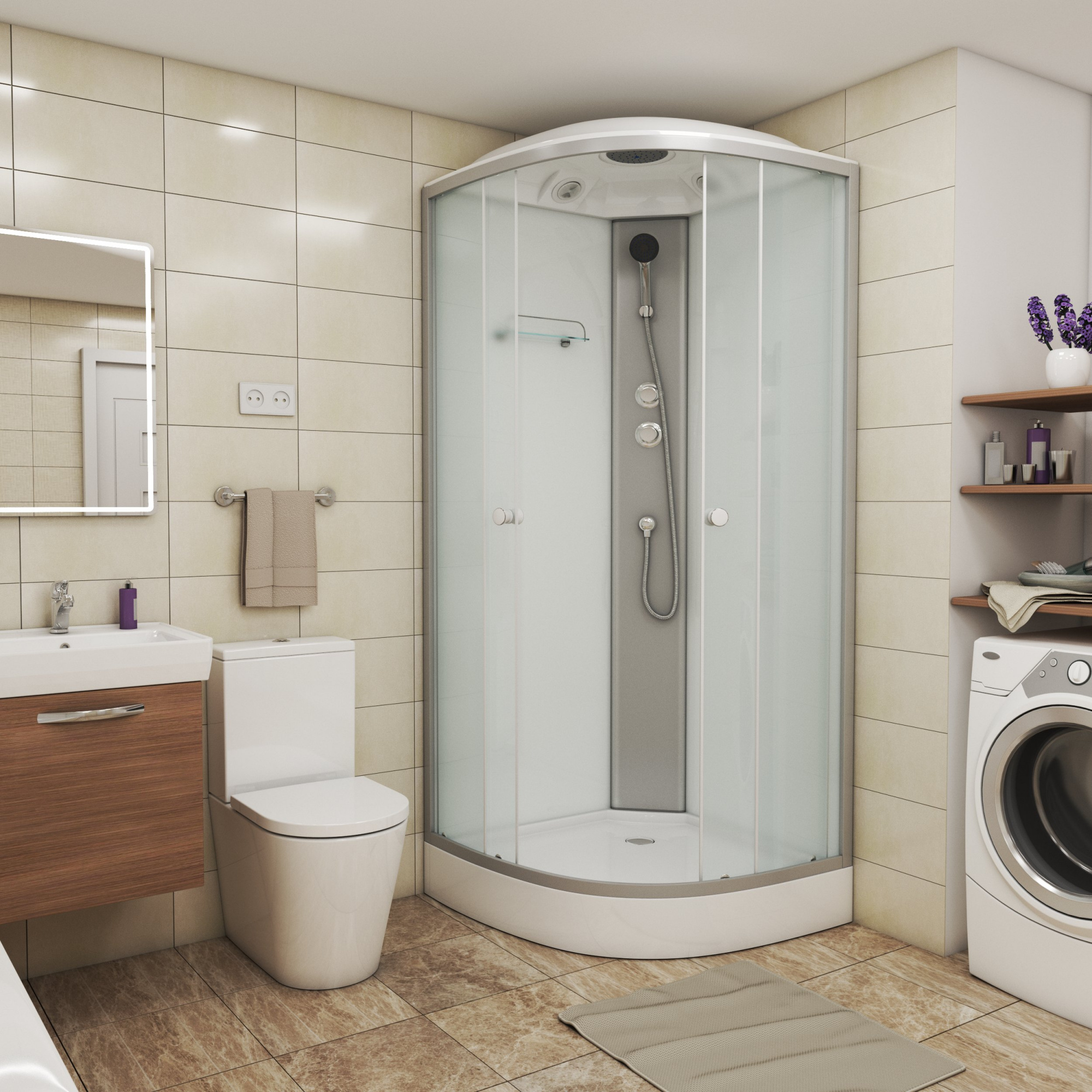 Niagara Eco Душ.каб. NG-4301-14 (900х900х2150) низкий поддон(13см) стекломатовое