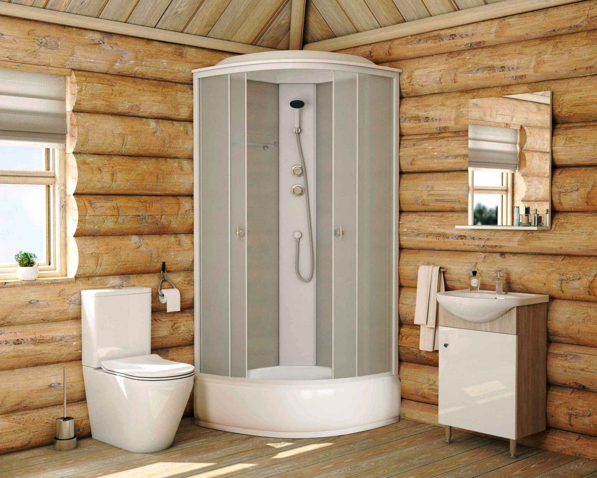 Niagara Eco Душ.каб. NG-5304-14 (900х900х2150) средний поддон(26см), стекломатовое белые профиля