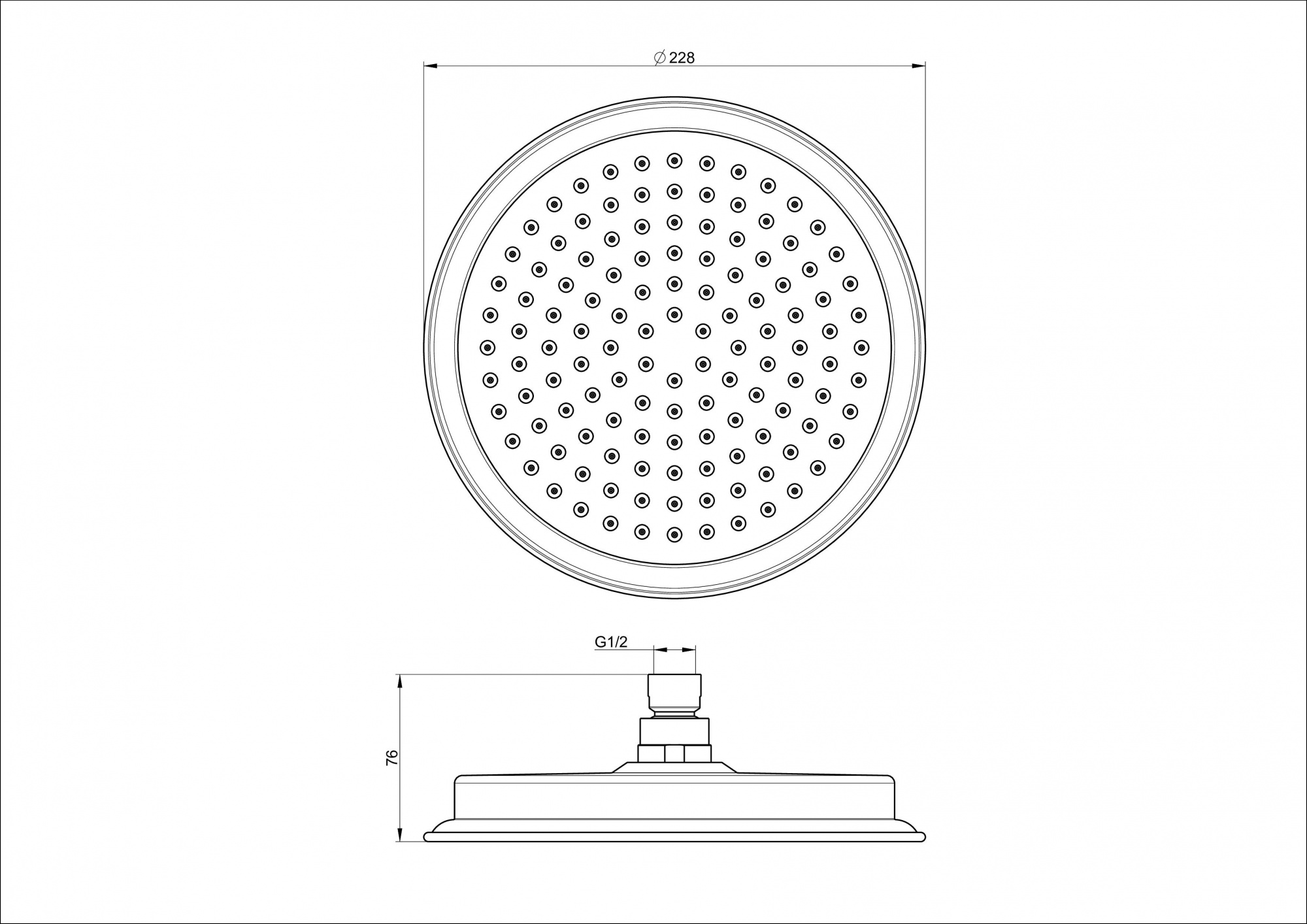 Верхний душ d228 WONZON & WOGHAND, Брашированное золото (WW-88DP05-BG)