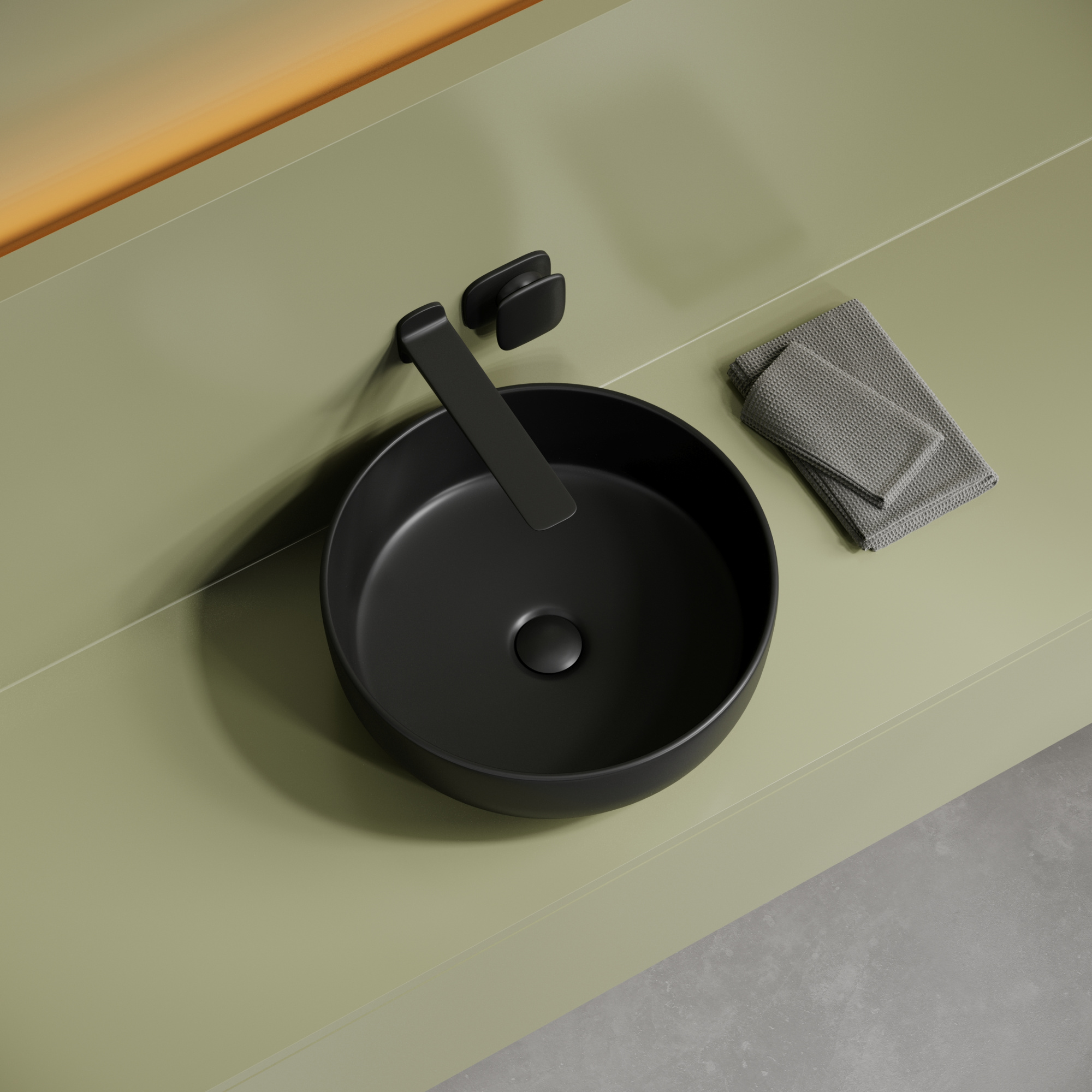 CN12003MB Ceramica Nova Раковина накладная Taycan, круглая, диаметр 375 мм, высота 140 мм, черная матовая