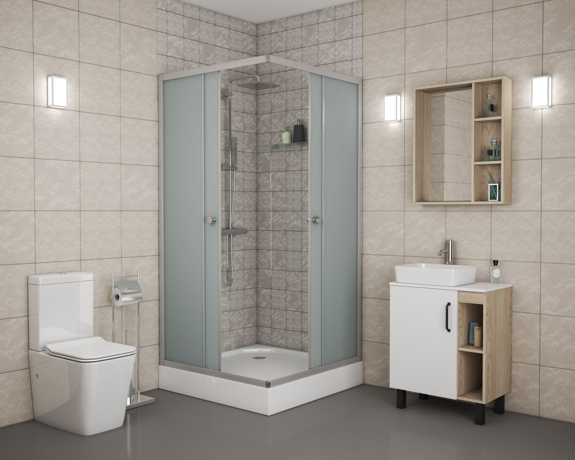 Niagara Eco Душ. уголок NG-010-14Q (1000х1000х1950) низкий поддон(13см) стекло матовое,